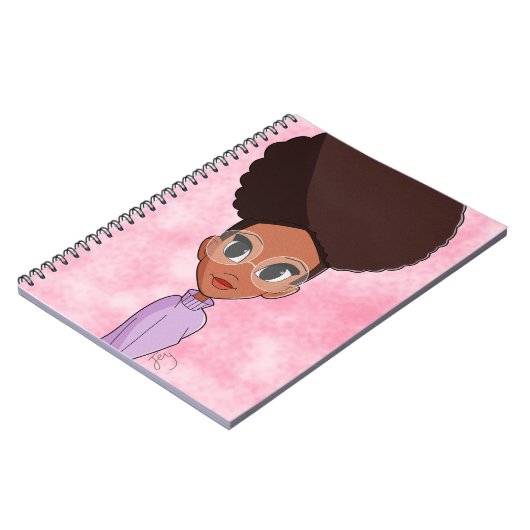 Schwarzes Mädchen in Brillenheft Notizblock (Linke Seite)