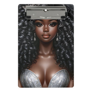 Schwarzes Mädchen Magie melanin braune Haut Mädche Mini Klemmbrett