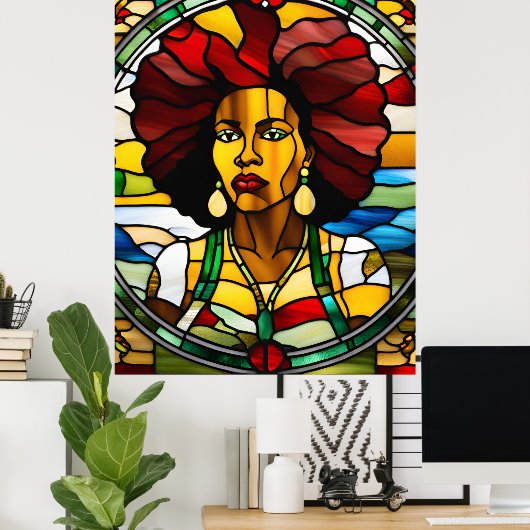 Schwarzes Mädchen Magie Melanin Schweine Königin F Poster (Heimbüro)