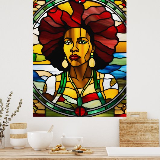 Schwarzes Mädchen Magie Melanin Schweine Königin F Poster (Küche)