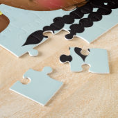 Schwarzes Mädchen mit Blume Personalisiertes Jigsa Puzzle (Seite)