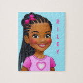 Schwarzes Mädchen mit Braids Personalisiertes Puzz Puzzle (Vertikal)