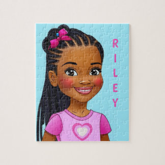 Schwarzes Mädchen mit Braids Personalisiertes Puzz Puzzle