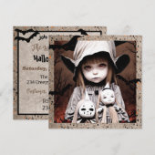 Schwarzes Mädchen mit großen Augen Halloween Einladung (Vorne/Hinten)