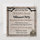 Schwarzes Mädchen mit großen Augen Halloween Einladung (Rückseite)