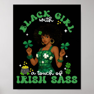 Schwarzes Mädchen mit irischem S St. Patrick's Day Poster