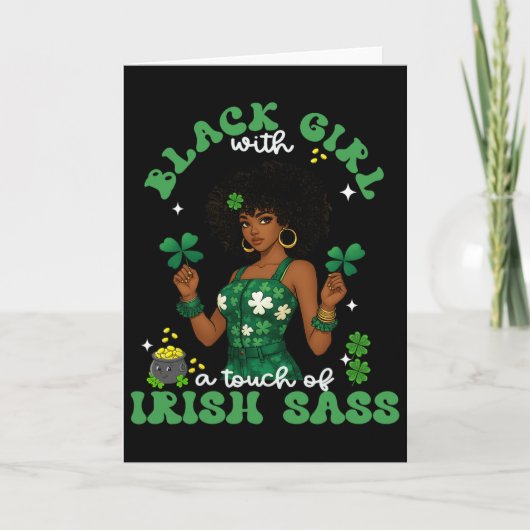 Schwarzes Mädchen mit irischen S St. Patrick's Day Karte (Vorderseite)