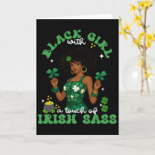 Schwarzes Mädchen mit irischen S St. Patrick's Day Karte (Gelbe Blume)