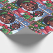 Schwarzes Mädchen mit schwarzem Puppenpapier Geschenkpapier (Ecke)