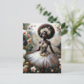 Schwarzes Mädchen Orchideen Fee mit Afro Postkarte (Stehend Vorderseite)