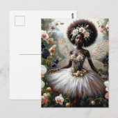 Schwarzes Mädchen Orchideen Fee mit Afro Postkarte (Vorne/Hinten)
