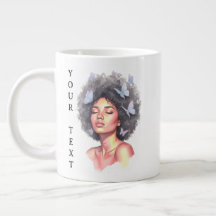 Schwarzes Mädchen Pastell Minimalistische Butterfl Jumbo-Tasse