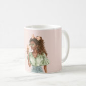 Schwarzes Mädchen Pfirsich-Schleife Eiscreme-Tüte Kaffeetasse (VorderseiteRechts)