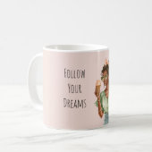 Schwarzes Mädchen Pfirsich-Schleife Eiscreme-Tüte Kaffeetasse (Vorderseite Links)