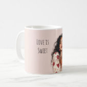 Schwarzes Mädchen rote Herzen Valentinstag Liebe Kaffeetasse (Vorderseite Links)