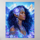 Schwarzes Mädchen schwarze Königin Fantasy-Kunst E Poster (Vorne)