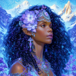 Schwarzes Mädchen schwarze Königin Fantasy-Kunst E Poster