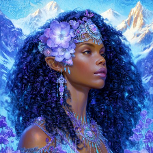 Schwarzes Mädchen schwarze Königin Fantasy-Kunst E Poster
