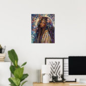 Schwarzes Mädchen Schwarze Königin Fantasy Kunst G Poster (Heimbüro)
