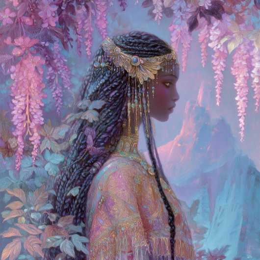 Schwarzes Mädchen schwarze Königin Fantasy-Kunst G Poster