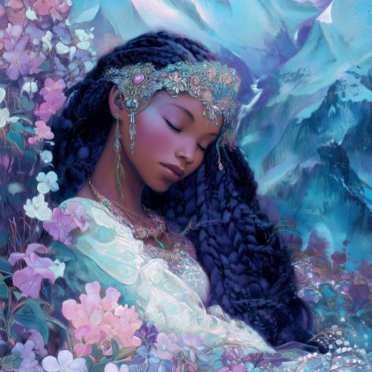 Schwarzes Mädchen schwarze Königin Fantasy-Kunst G Poster