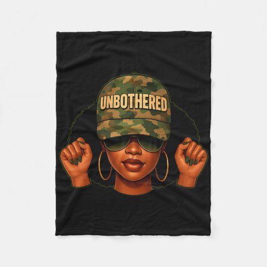 Schwarzes Mädchen und Cap Hut Camo Juneteenth Schw Fleecedecke (Vorderseite)