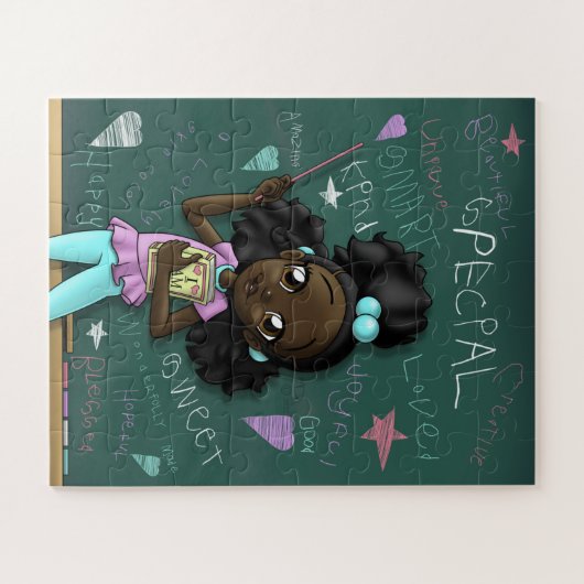 Schwarzes Mädchen und positive Worte Puzzle (Horizontal)