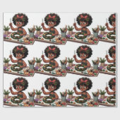 Schwarzes Mädchen Weihnachtskreidepapier Geschenkpapier (Flach)