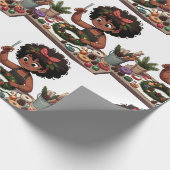 Schwarzes Mädchen Weihnachtskreidepapier Geschenkpapier (Ecke)
