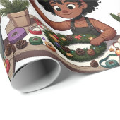 Schwarzes Mädchen Weihnachtskreidepapier Geschenkpapier (Rolleneckpunkt)