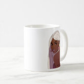 Schwarzes Mädchen weißes Haar mit rosa Grapefruito Kaffeetasse (VorderseiteRechts)