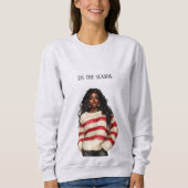 Schwarzes Mädchen Zuckerstangen Rot Streifen Pullo Sweatshirt (Vorderseite)