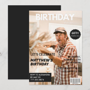 Schwarzes Magazin-Cover-Foto 68. Geburtstag Einladung