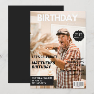Schwarzes Magazin-Coverfoto 71. Geburtstag Einladung