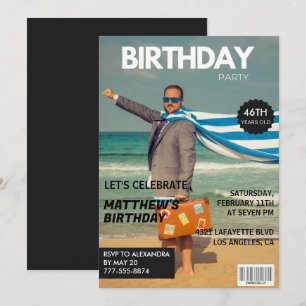 Schwarzes Magazin Humor Foto 46. Geburtstag Einladung