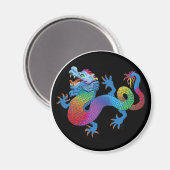 Schwarzes Magnet mit farbenfrohen Drachen (Vorderseite/Rückseite)