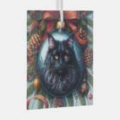 Schwarzes Maine Coon Cat Glass Ornament (Vorderseite Rechts)
