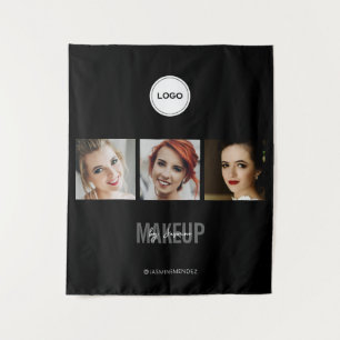 Schwarzes Make-up-Studio-Foto-Collage-Messe Wandteppich