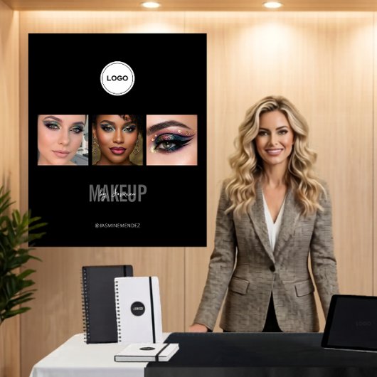 Schwarzes Make-up-Studio-Foto-Collage-Messestand Wandteppich