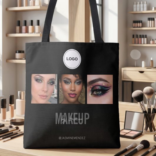 Schwarzes Makeup-Studio-Foto-Collage-Logo elegant Tasche
