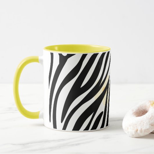 Schwarzes Malmuster Modernes Kunstdesign Tasse (Mit Donut)