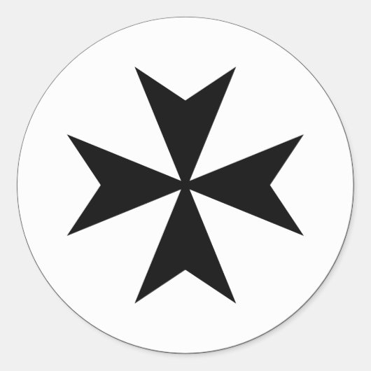 Schwarzes Malteserkreuz Runder Aufkleber (Vorderseite)