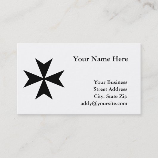 Schwarzes Malteserkreuz Visitenkarte (Vorderseite)
