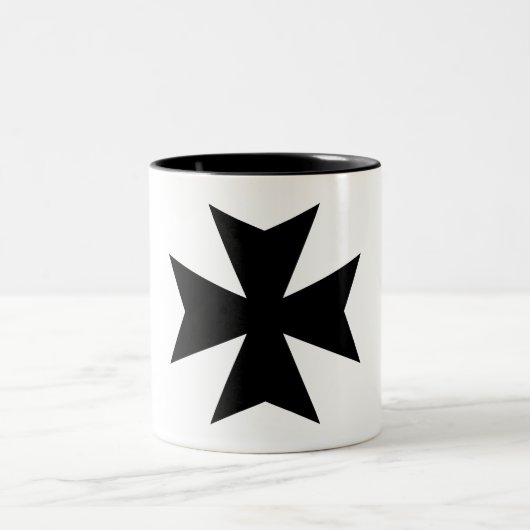 Schwarzes Malteserkreuz Zweifarbige Tasse (Mittel)
