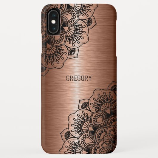Schwarzes Mandala auf metallischem Kupfergrund Case-Mate iPhone Hülle (Rückseite)
