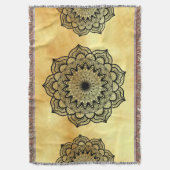 Schwarzes Mandala auf weichem goldfarbenem Hinterg Decke (Vorderseite Vertikal)