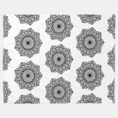 Schwarzes Mandala auf weißem Hintergrund Fleecedecke (Vorderseite (Horizontal))