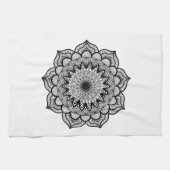 Schwarzes Mandala auf weißem Hintergrund Geschirrtuch (Horizontal)