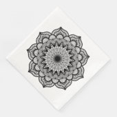 Schwarzes Mandala auf weißem Hintergrund Serviette (Ecke)