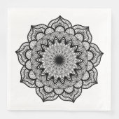 Schwarzes Mandala auf weißem Hintergrund Serviette (Vorderseite)